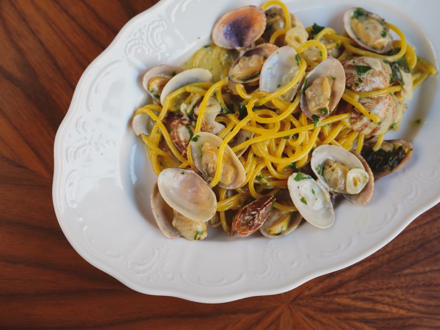 Fresh handmade pasta being prepared by an expert chef in a professional kitchen